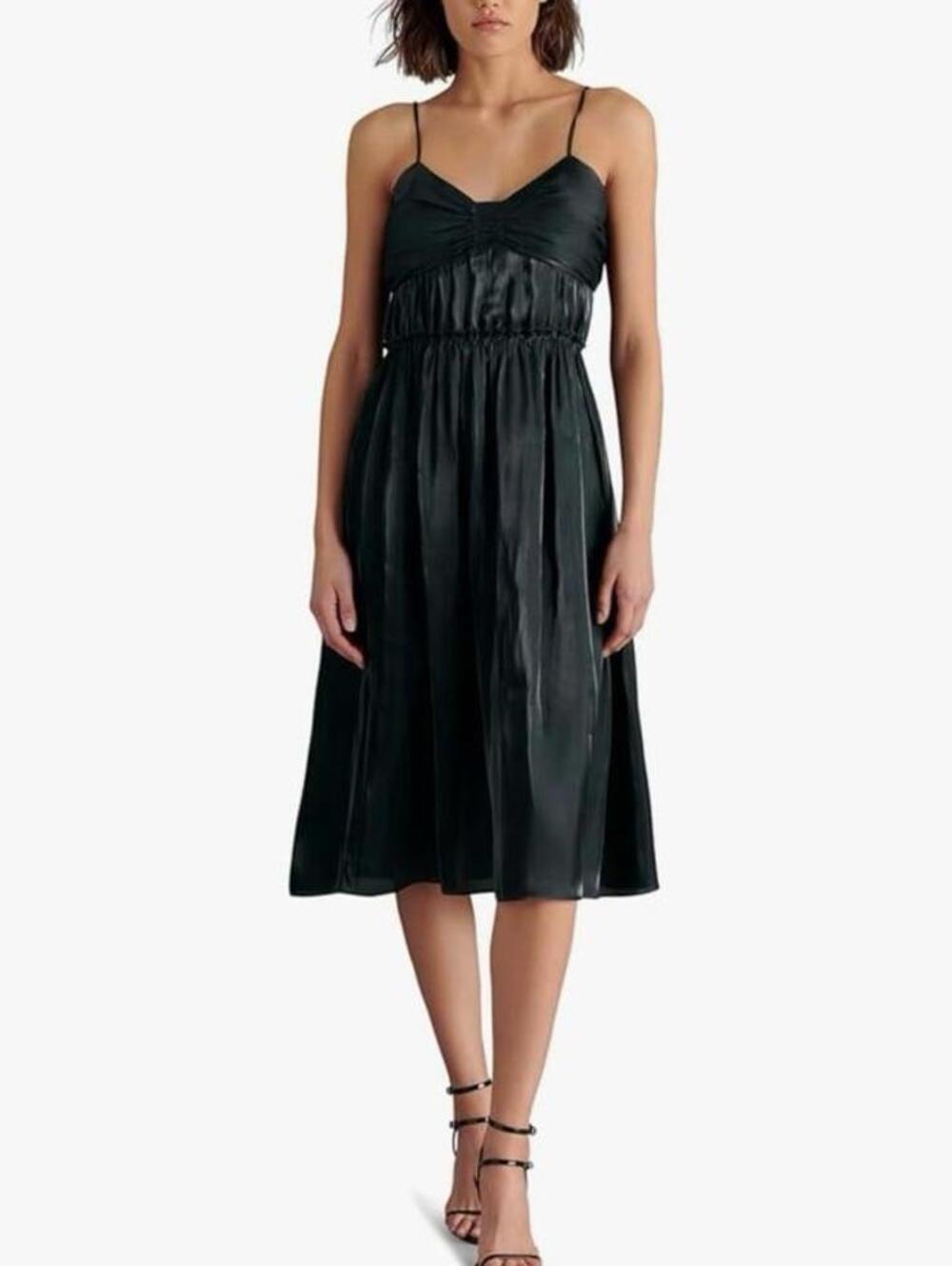 Steve Madden Women's Saphire Dress Size Medium, Black Satin Material